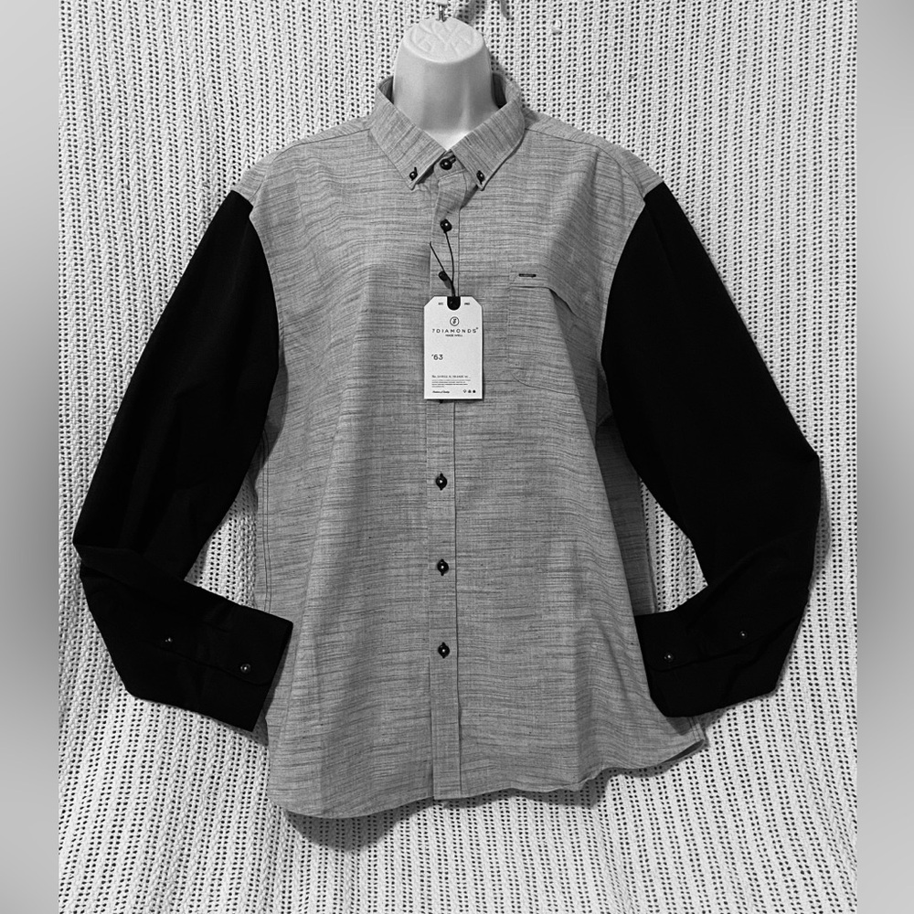 7 Diamonds Wave Forms button-down long sleeve shirt Business Casual Designer XL